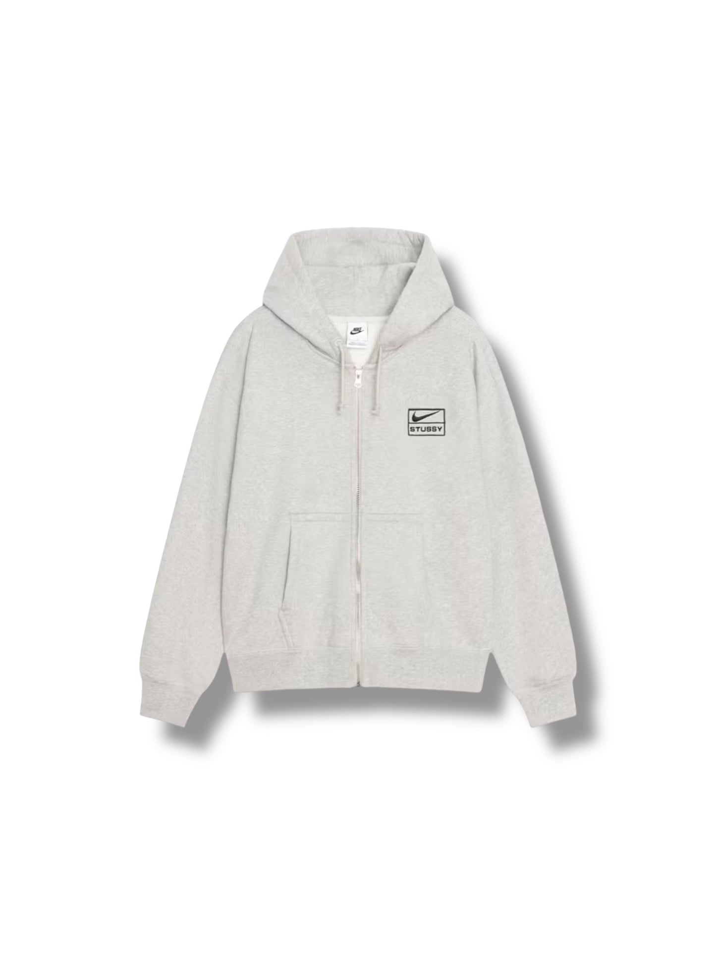 Stussy x Nike Fleece Zip Up Hoodie "Grey Heather" (FW25)