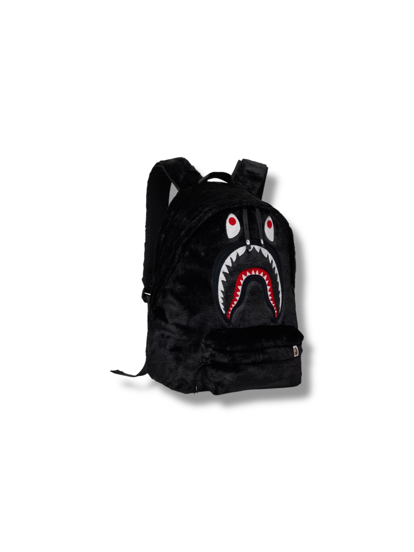 BAPE Black Shark Faux-Fur Backpack
