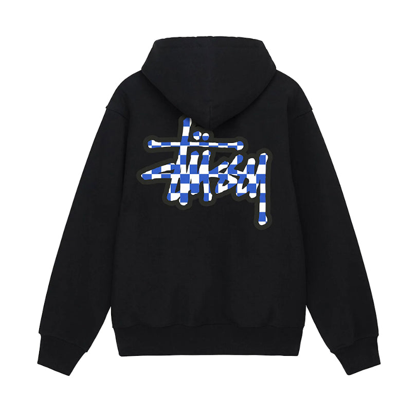 Stussy Checker Stock Logo Hoodie "Black"