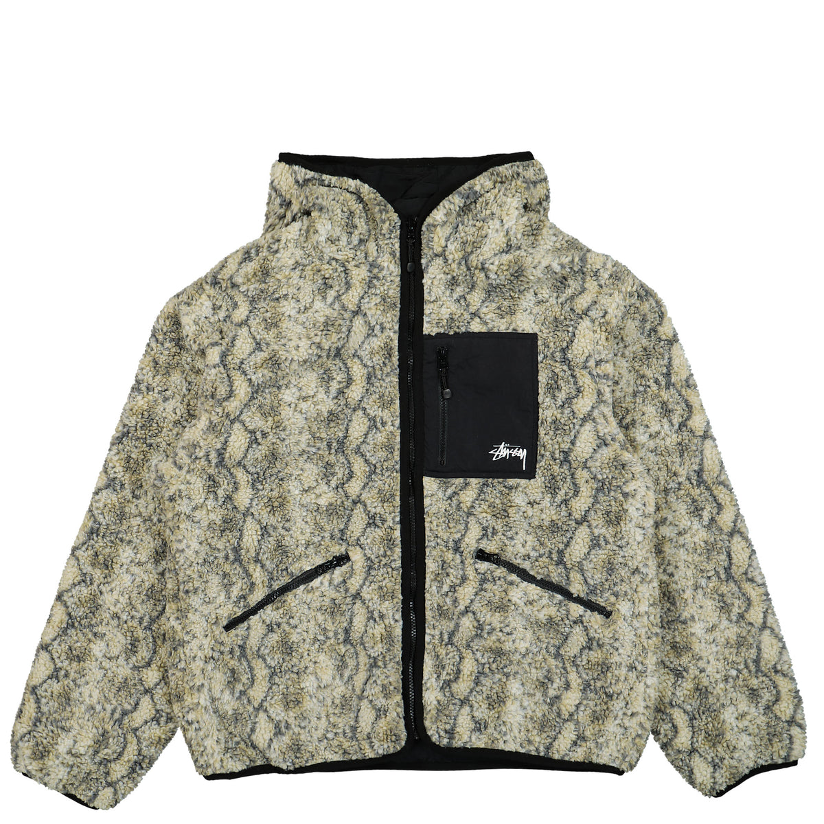 Stussy Snake Jacquard Sherpa Jacket (Reversible) – The Collab