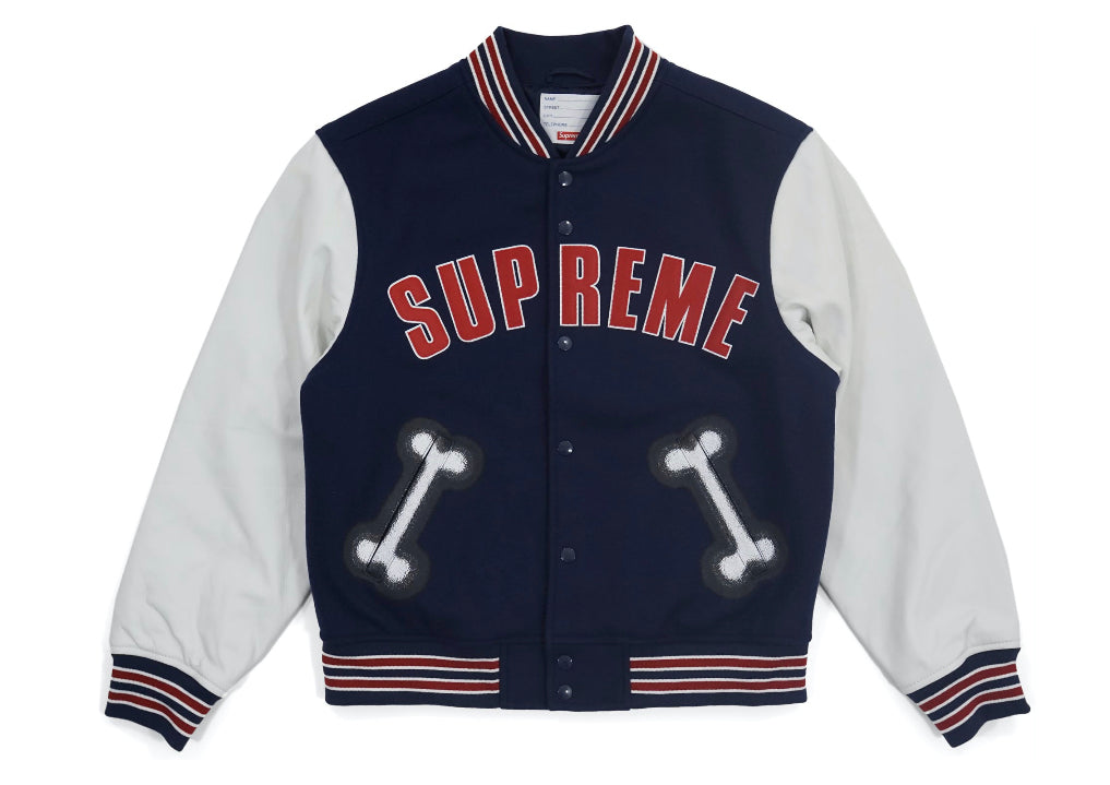 Supreme Bone Varsity Jacket Navy