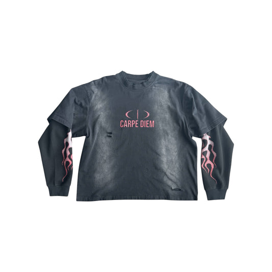 Carpe Diem Scorched Layers Longsleeve Tee"Red"