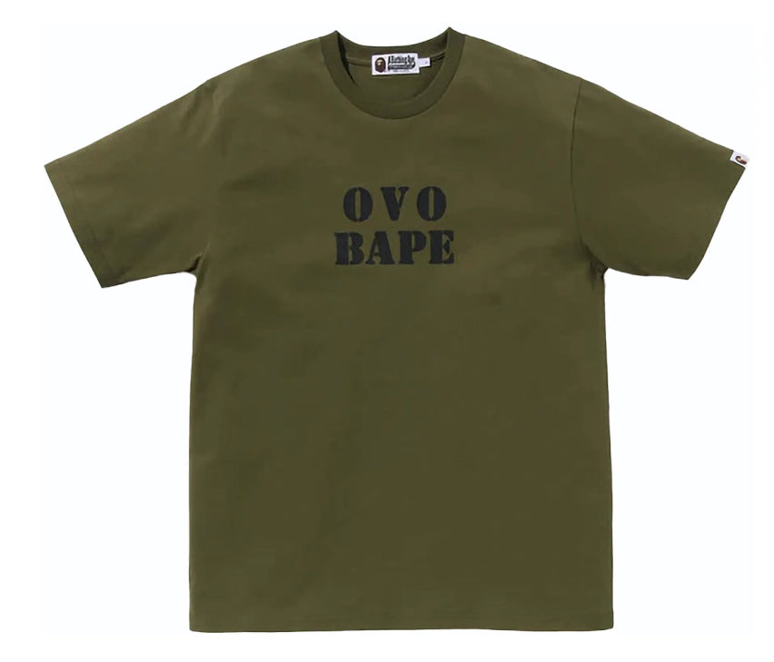 Bape x OVO Stencil Logo Tee "Olive"