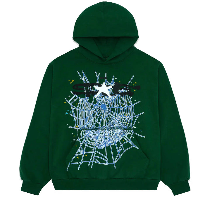 Sp5der Star Web Hoodie "Hunter Green"