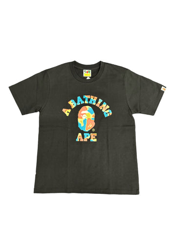 Bape Green Liquid Camo College Tee "Black"