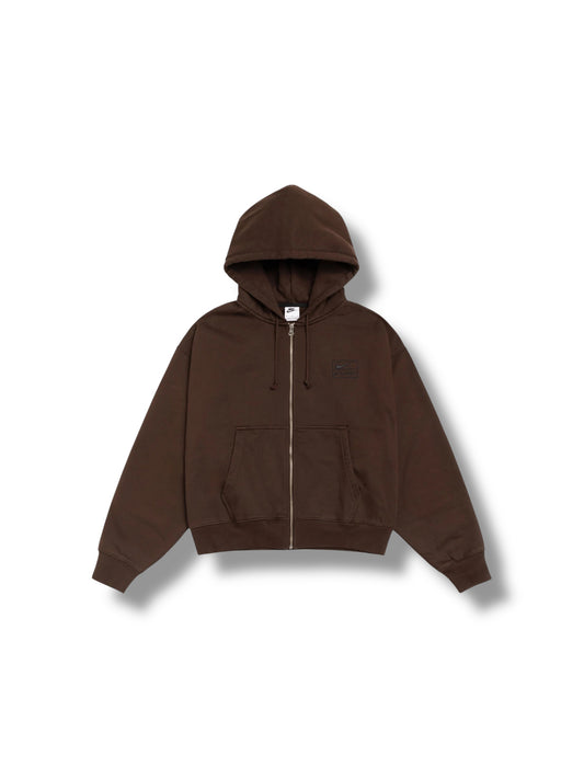 Stussy x Nike Fleece Zip Up Hoodie "Dark Cinder" (FW25)
