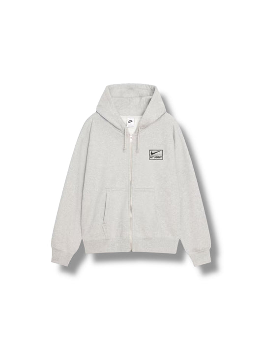 Stussy x Nike Fleece Zip Up Hoodie "Grey Heather" (FW25)