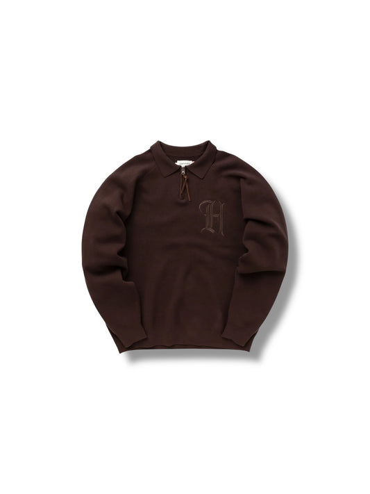HTG Qtr Zip Up Henley "Brown"
