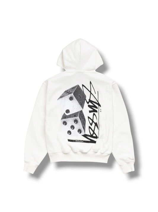 Stussy Zip Up Hoodie Tall Dice "Off-White"
