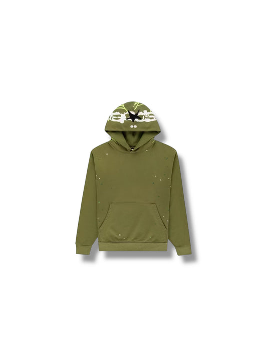 Sp5der Heavy Web Hoodie "Olive"