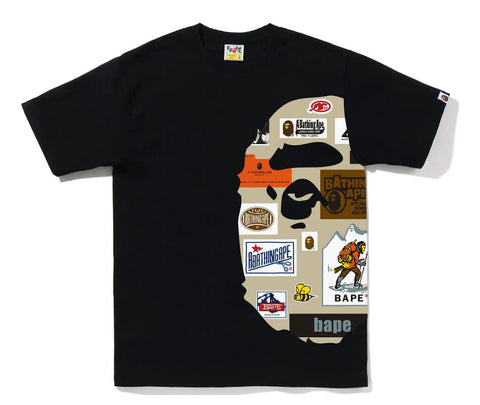 Bape Side Big Head Multi Label Tee "Black"