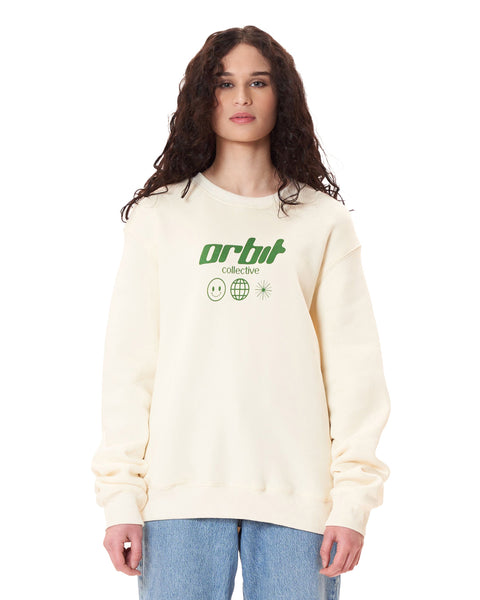 Orbit Globe Collection Crewneck - Cream