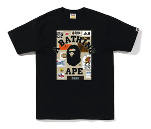 Bape College Multi Label Tee "Black"