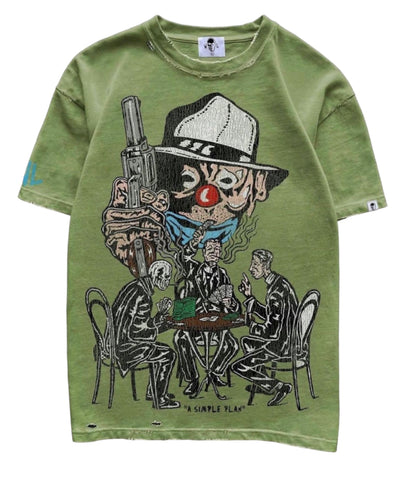 Warren Lotas Clown Poker Distressed Tee "Olive"