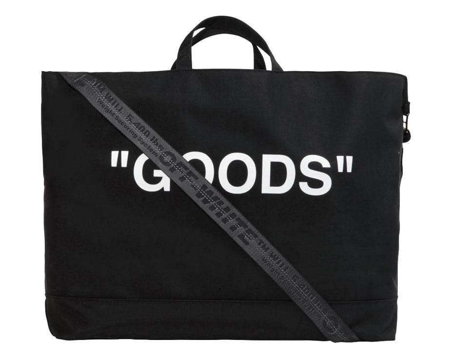 OFF-WHITE Quote Tote Bag "GOODS" Black