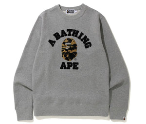 Bape 1st Camo College Embroidered Crewneck "Grey"