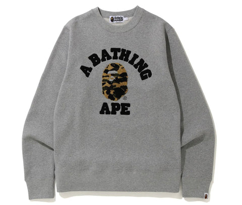 Bape 1st Camo College Embroidered Crewneck "Grey"