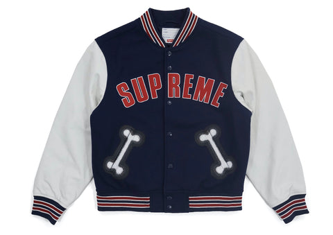 Supreme Bone Varsity Jacket Navy