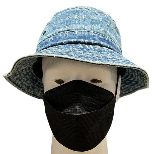 Supreme Jacquard Logos Denim Crusher Hat